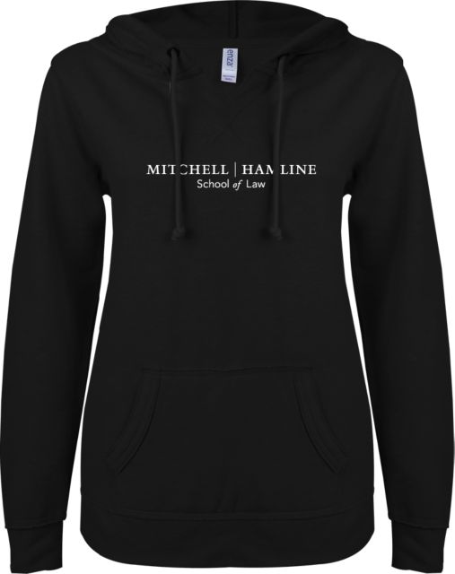 Mitchell Hamline ENZA Womens V Notch Raw Edge Fleece Hoodie Mitchell Hamline School of Law - ONLINE ONLY